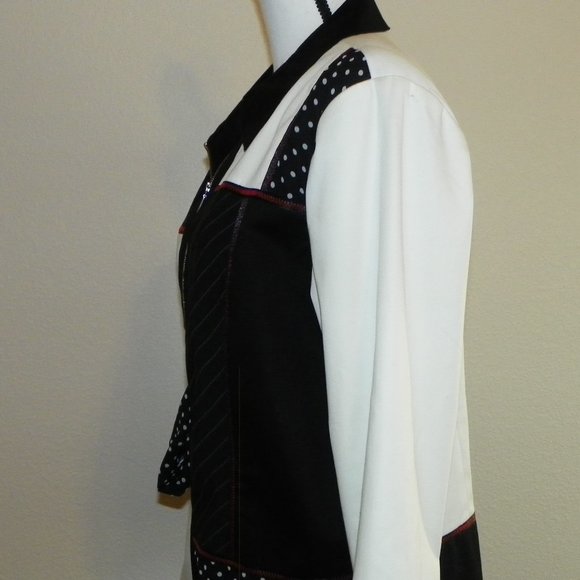 Light Lined Jacket Black White Women Lg - Picture 4 of 16
